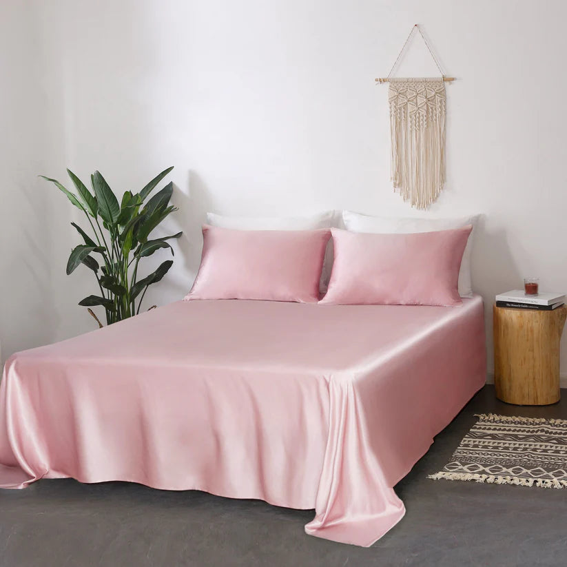 Luxury Silky Fitting Sheet with Pillowcase 180 x 200cms - Wine Red