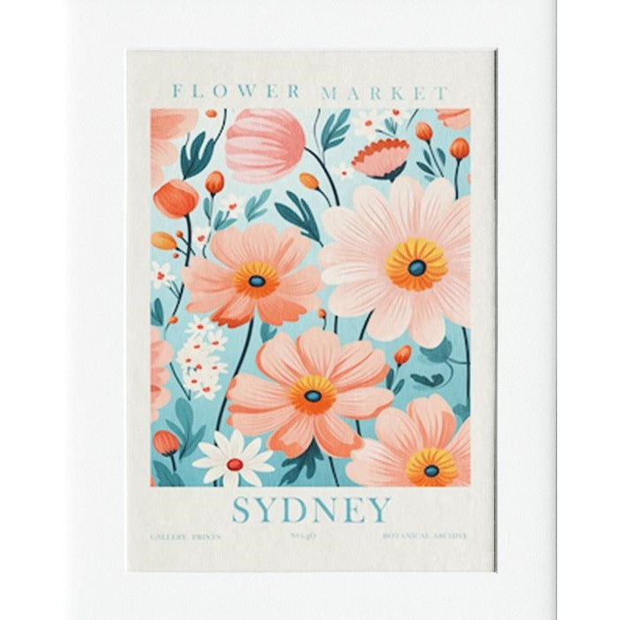 Sydney Flower Market Mounted Print Wall Decor - 40x50cms