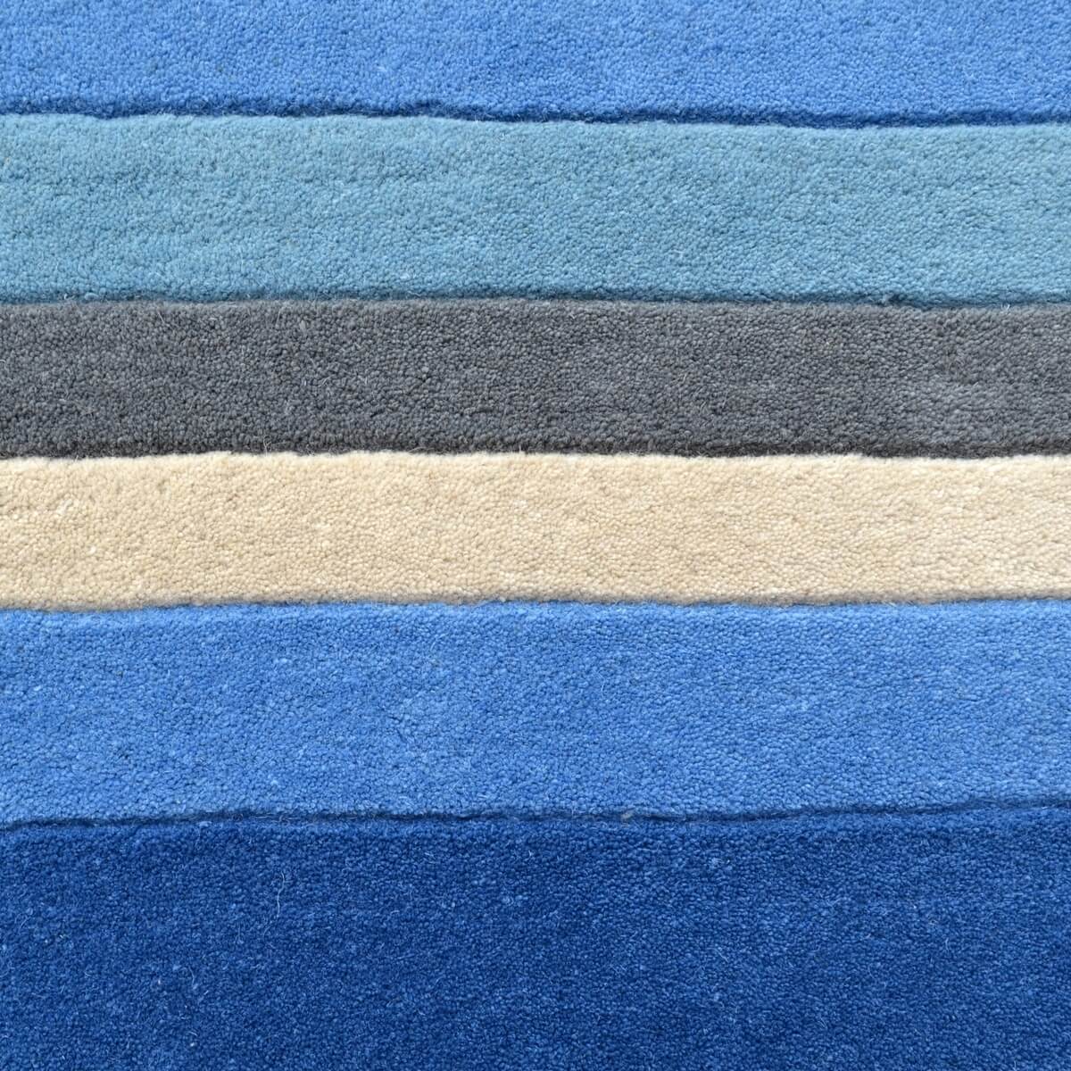 Symphony Stripes Handmade Woollen Rug - Blue (Available in 3 Sizes)
