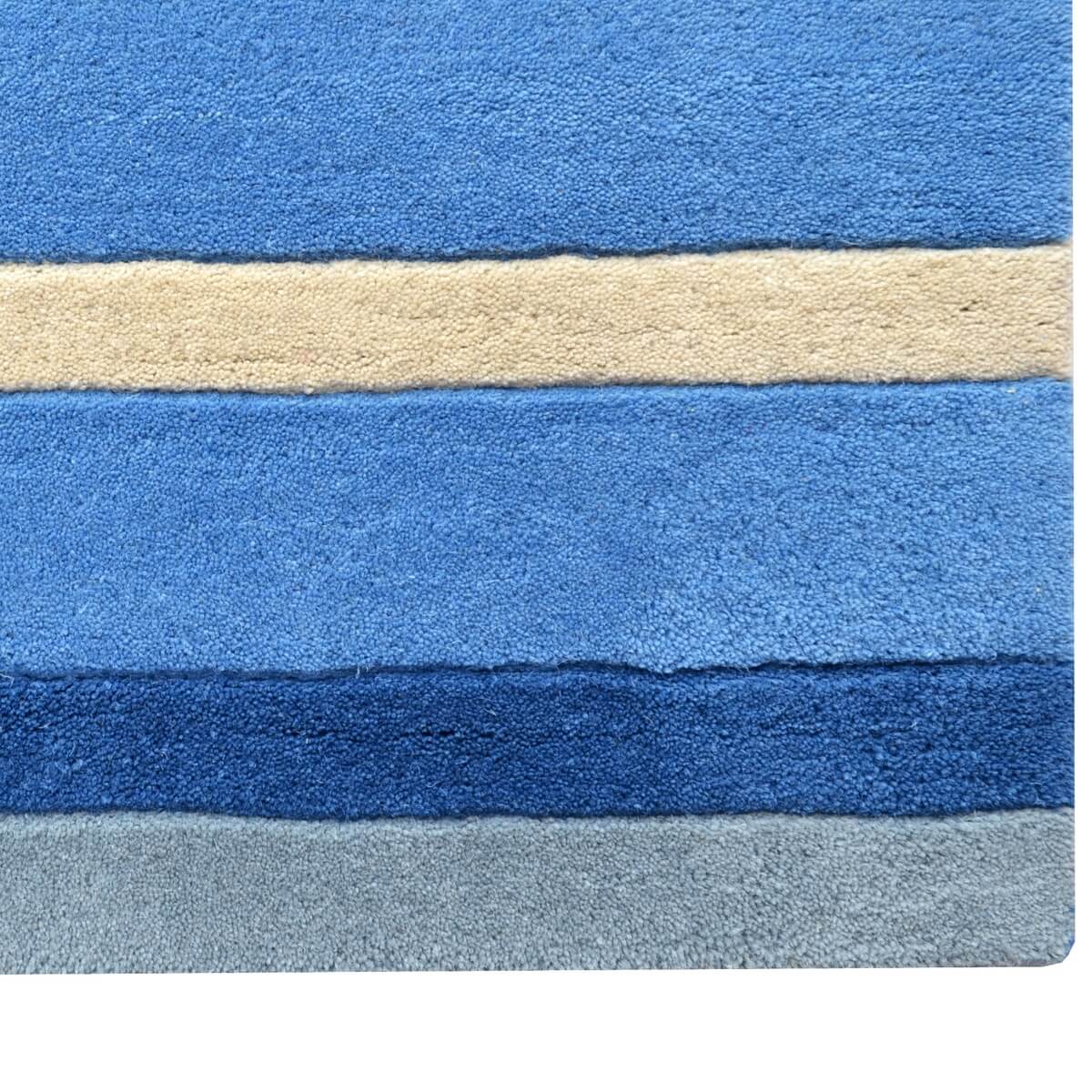 Symphony Stripes Handmade Woollen Rug - Blue (Available in 3 Sizes)