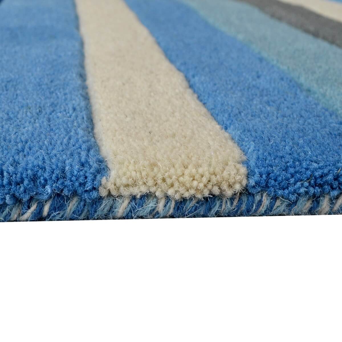 Symphony Stripes Handmade Woollen Rug - Blue (Available in 3 Sizes)