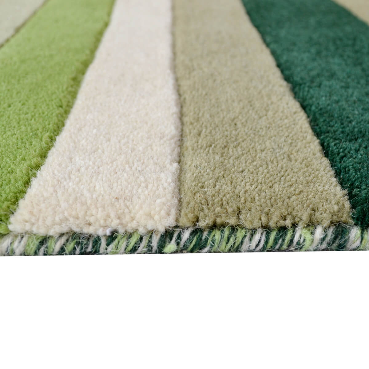 Symphony Stripes Handmade Woollen Rug - Green (Available in 3 Sizes)