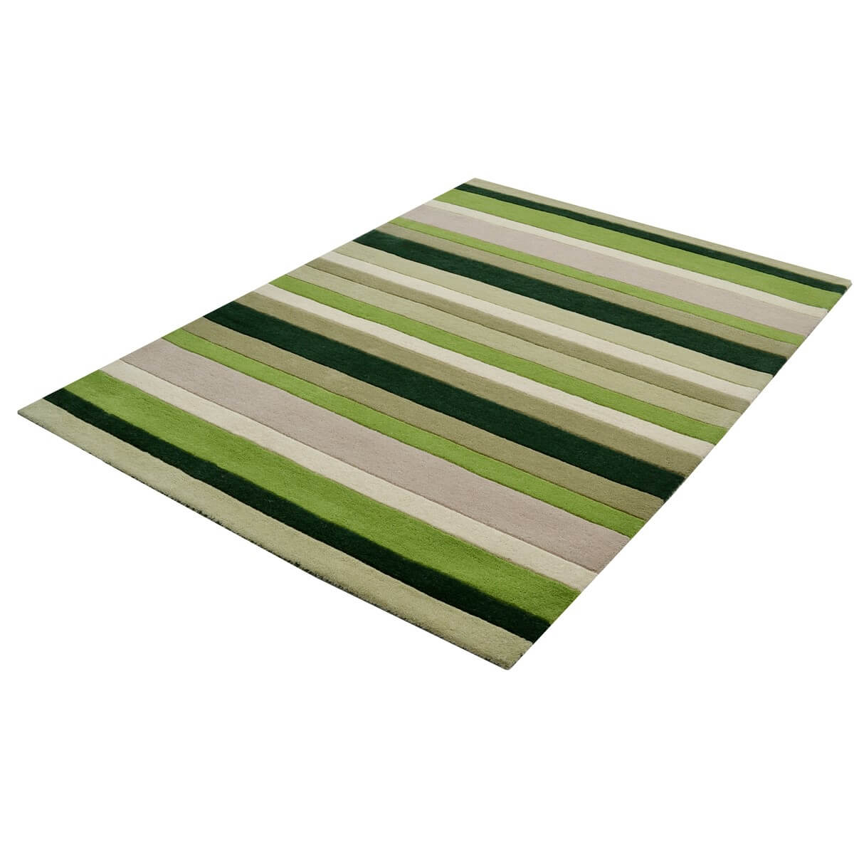 Symphony Stripes Handmade Woollen Rug - Green (Available in 3 Sizes)