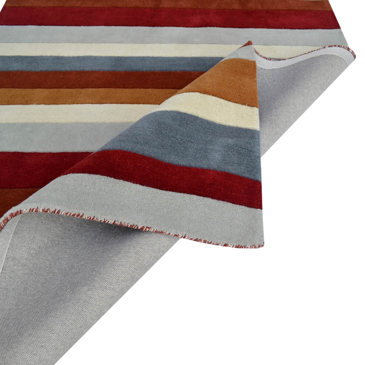 Symphony Stripes Handmade Woollen Rug - Terracotta (Available in 3 Sizes)