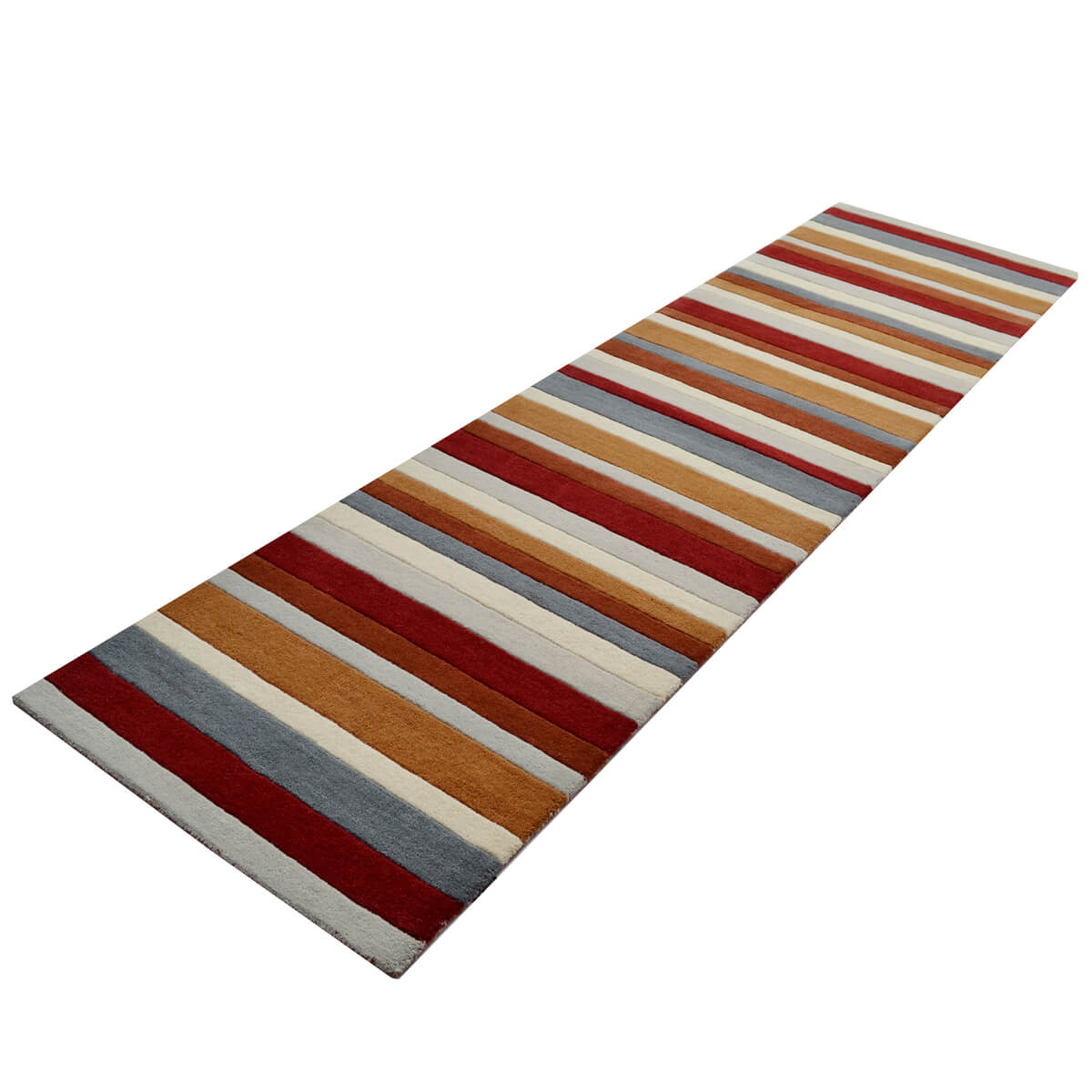 Symphony Stripes Handmade Woollen Rug - Terracotta - Floor Runner
