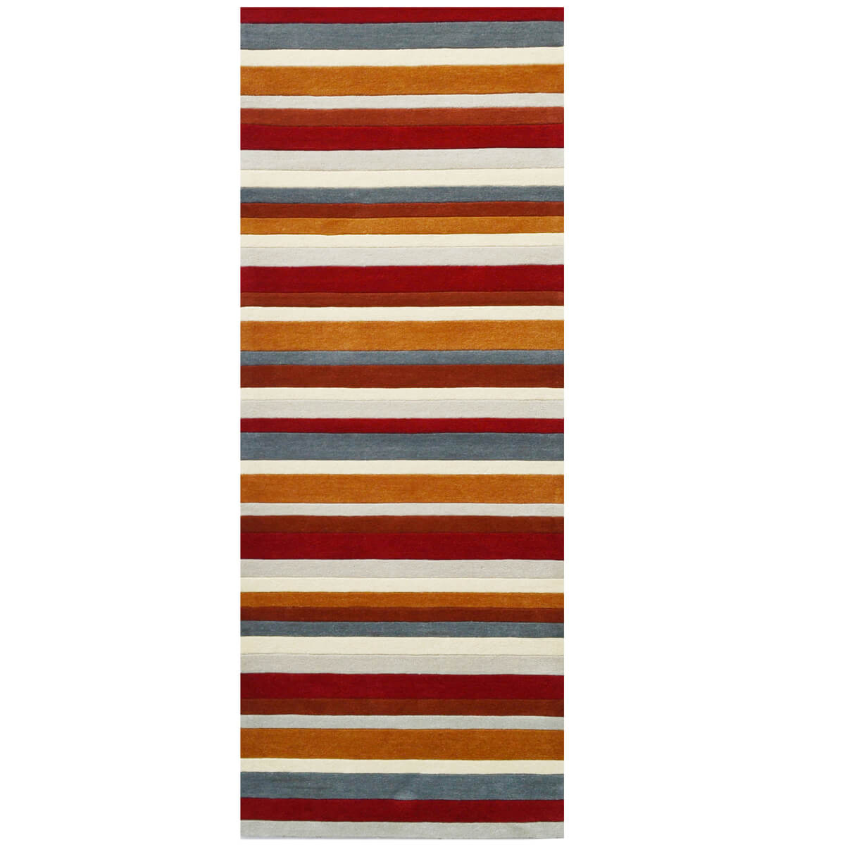 Symphony Stripes Handmade Woollen Rug - Terracotta - Floor Runner