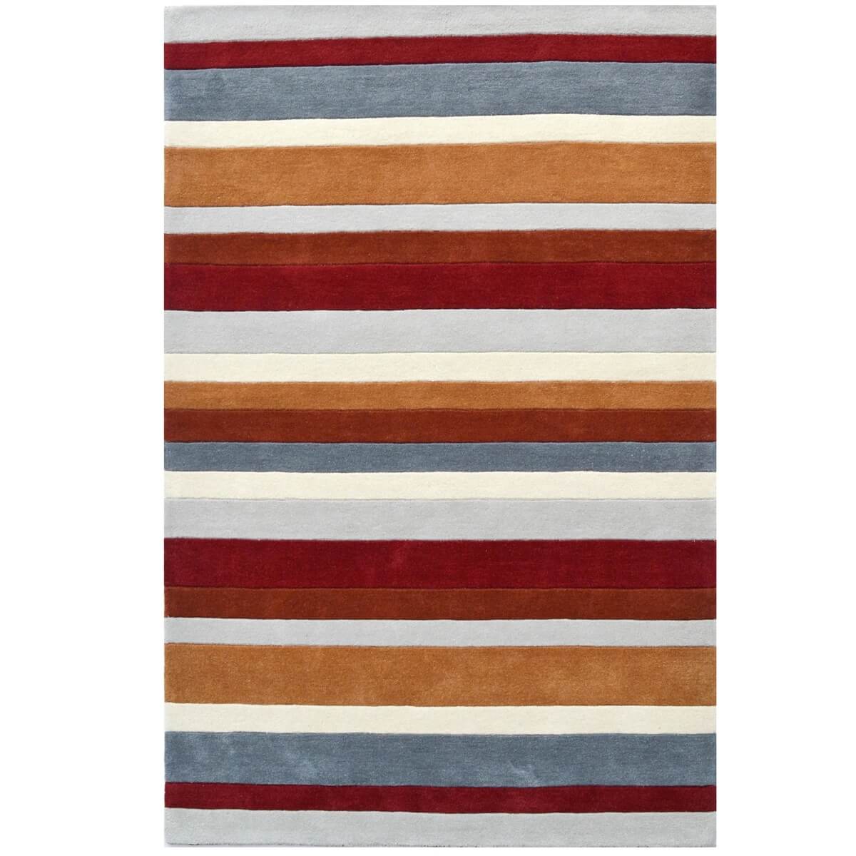 Symphony Stripes Handmade Woollen Rug - Terracotta (Available in 3 Sizes)