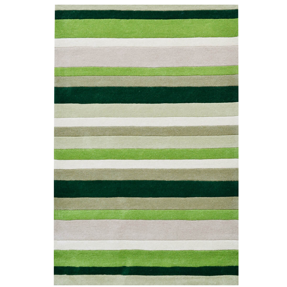 Symphony Stripes Handmade Woollen Rug - Green (Available in 3 Sizes)