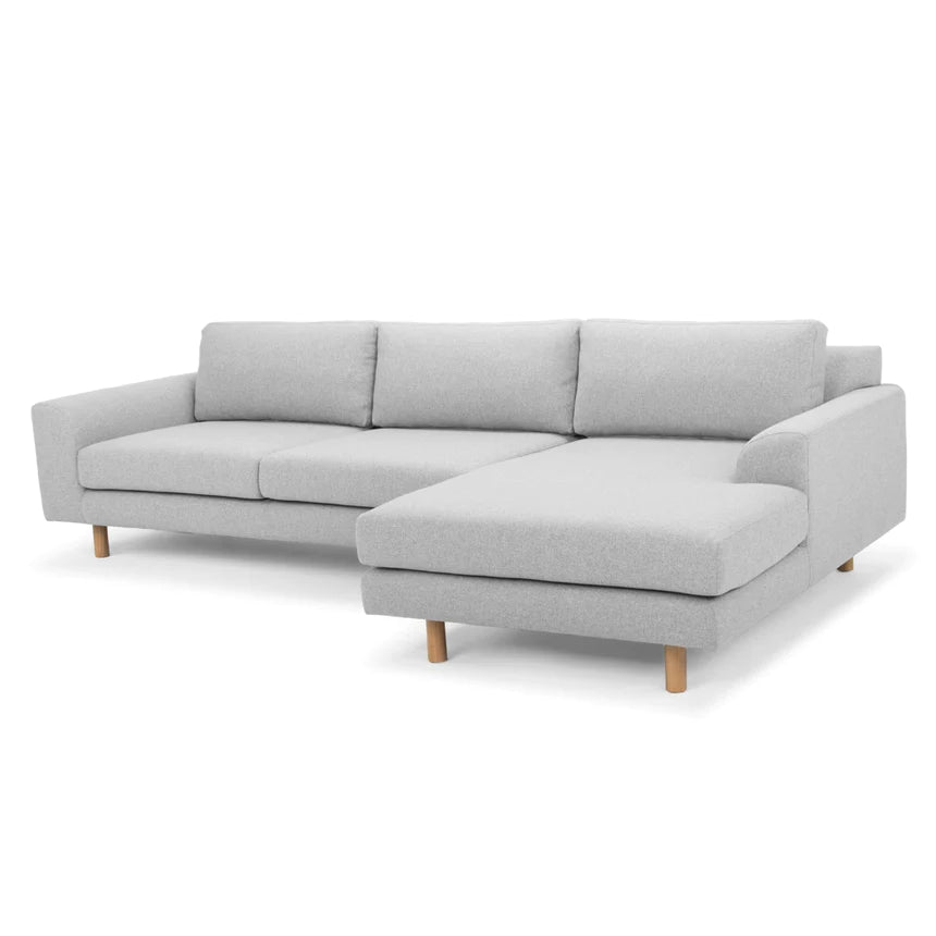 Tailored Elegance 3-Seater Left Chaise Sofa- Light Grey