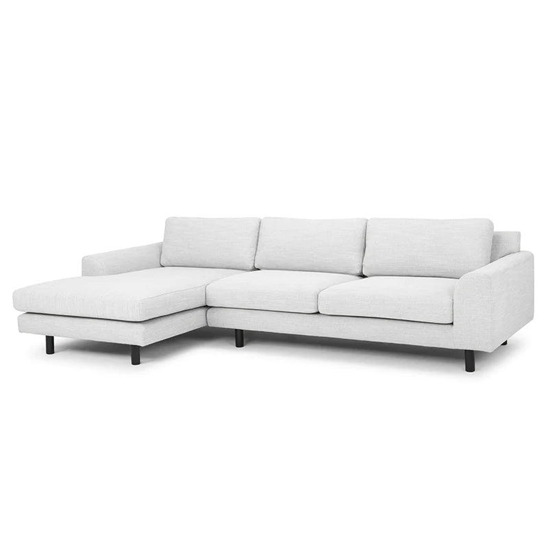 Tailored Elegance 3-Seater Left Chaise Sofa- Light Textured Grey