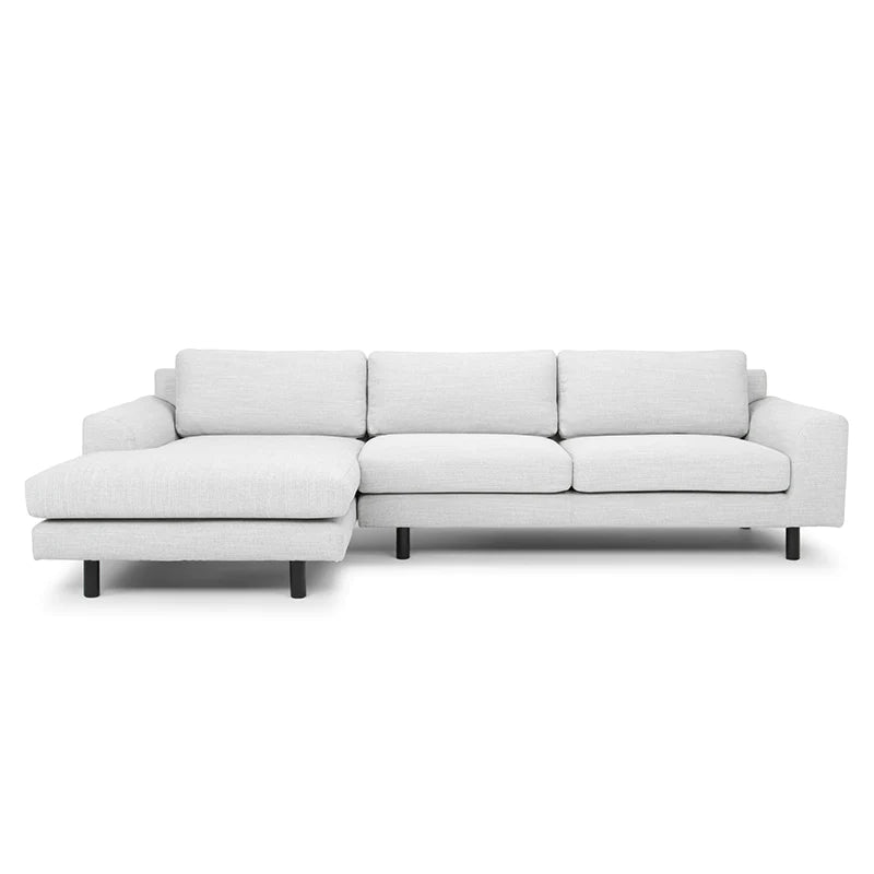 Tailored Elegance 3-Seater Left Chaise Sofa- Light Textured Grey