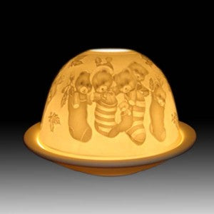 Tea Light Porcelain Candle Holder - Christmas Socks