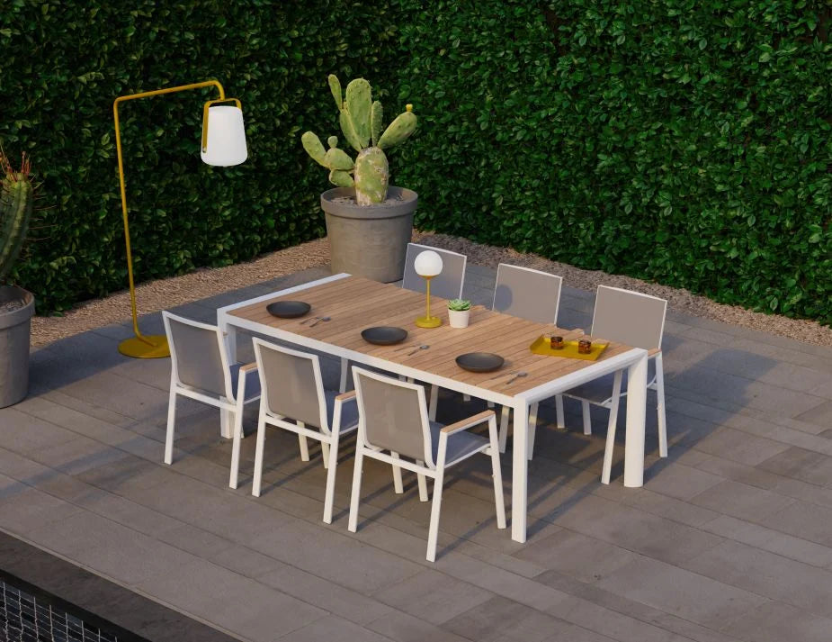 Teak Wood Top Metal Outdoor Bench - 220cms (Available in 2 Colors)