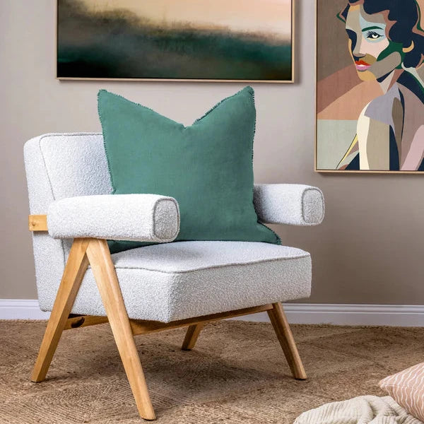 Teal Ocean Oversize Square Linen Cushion - 60x60cms