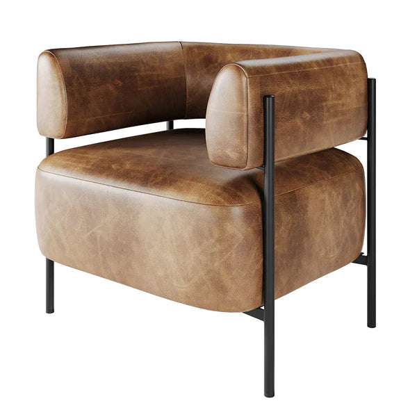 Teo Chair Faux Leather - Chestnut Brown