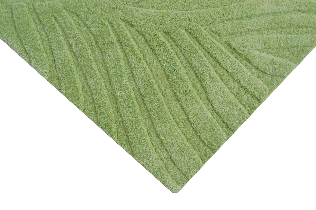 Textured Handmade Woolen Rug - Pista Green (Available in 3 Sizes)
