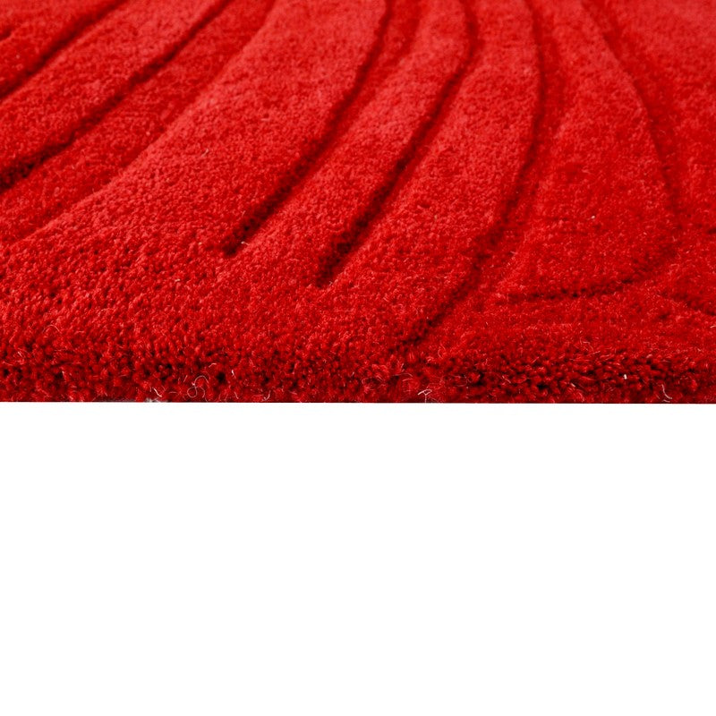 Textured Handmade Woolen Rug - Red (Available in 3 Sizes)