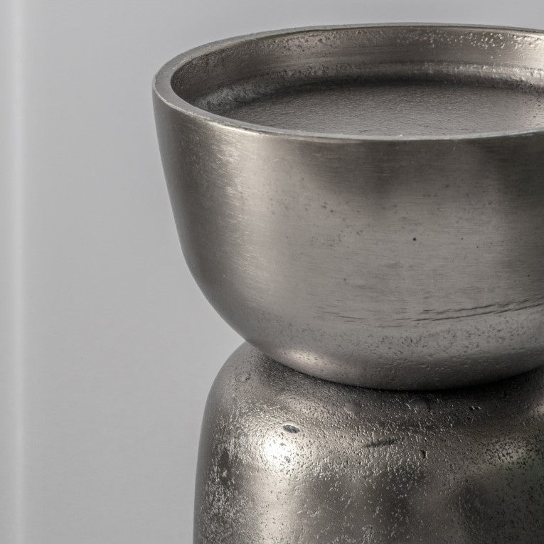 Textured Surface Candle Holder Silver (Available in 2 Sizes)