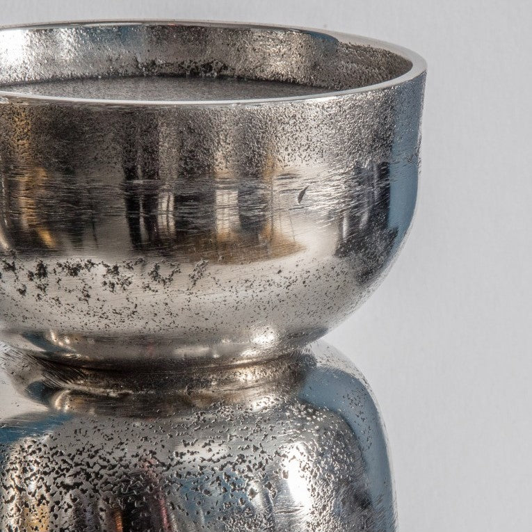 Textured Surface Candle Holder Silver (Available in 2 Sizes)
