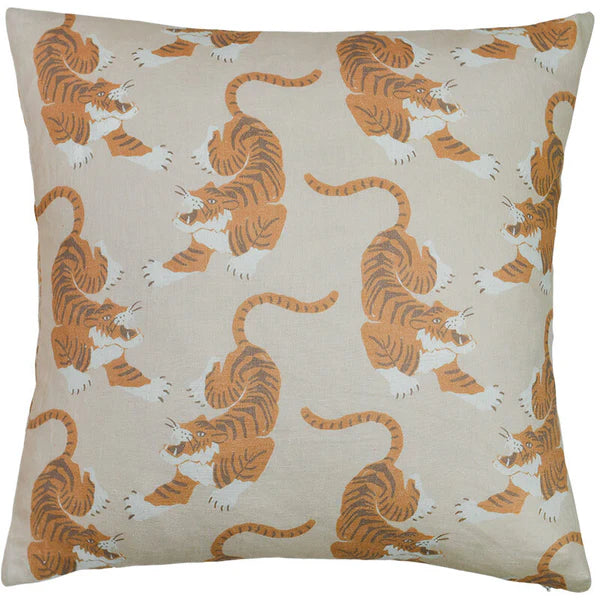 Tigress Square Linen Cushion - 50x50cms