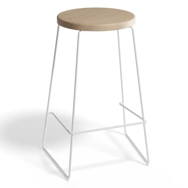Timber Round Seating White Base High Stool - (Available in 2 Sizes)