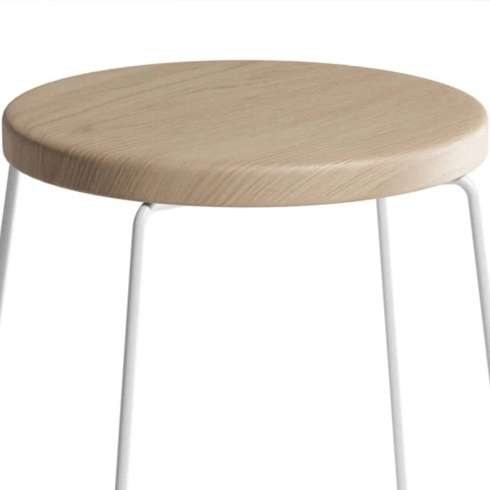 Timber Round Seating White Base High Stool - (Available in 2 Sizes)