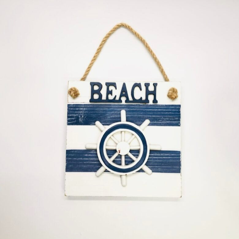 Timber Ship Wheel Beach Hanging