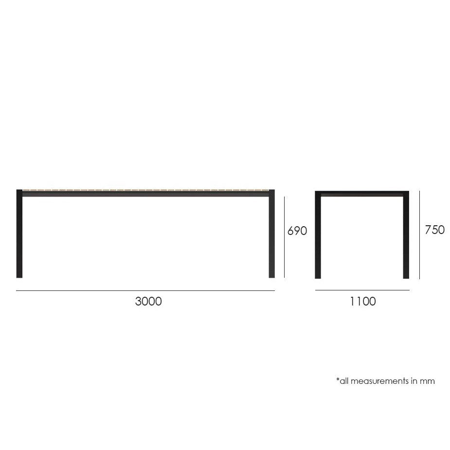 Timber Top Metal Outdoor Bench - 300cms (Available in 2 Colors)