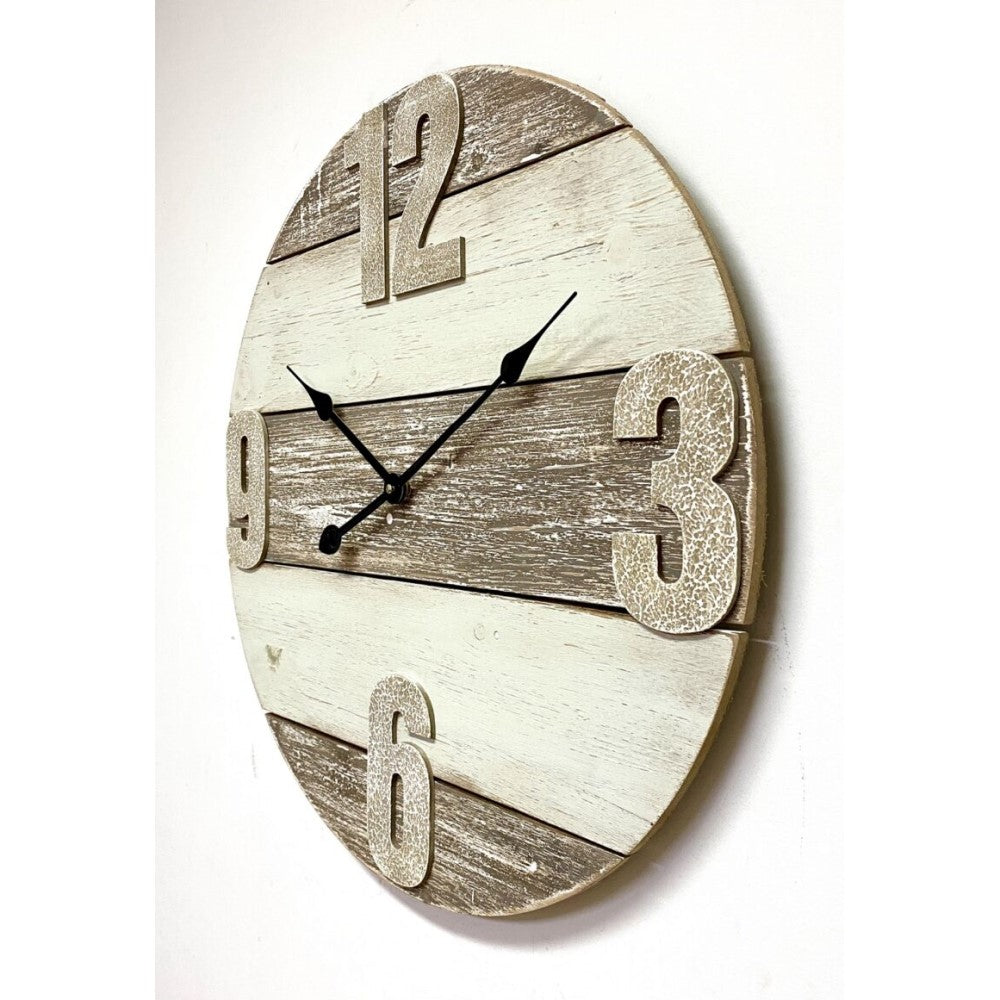 Timber Wood Grain Finish Wall Clock 60cms