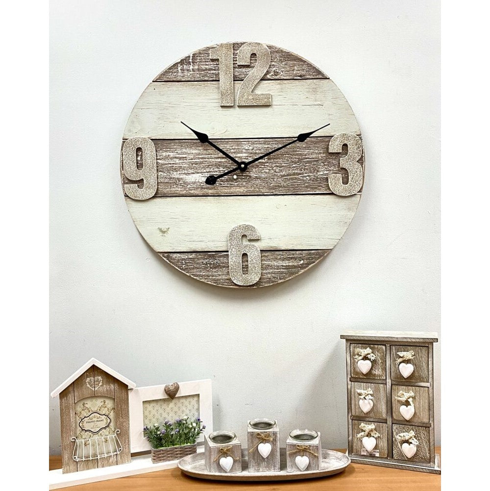 Timber Wood Grain Finish Wall Clock 60cms