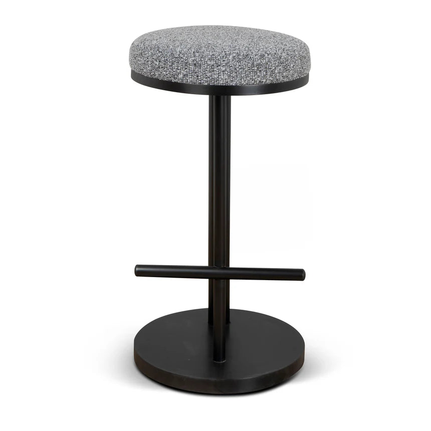 Timeless Black Bar Stool - Graphite Grey Boucle