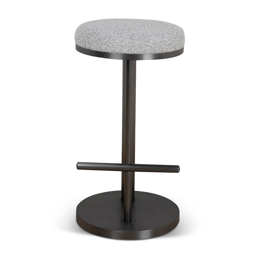 Timeless Black Bar Stool - Silver Grey Boucle