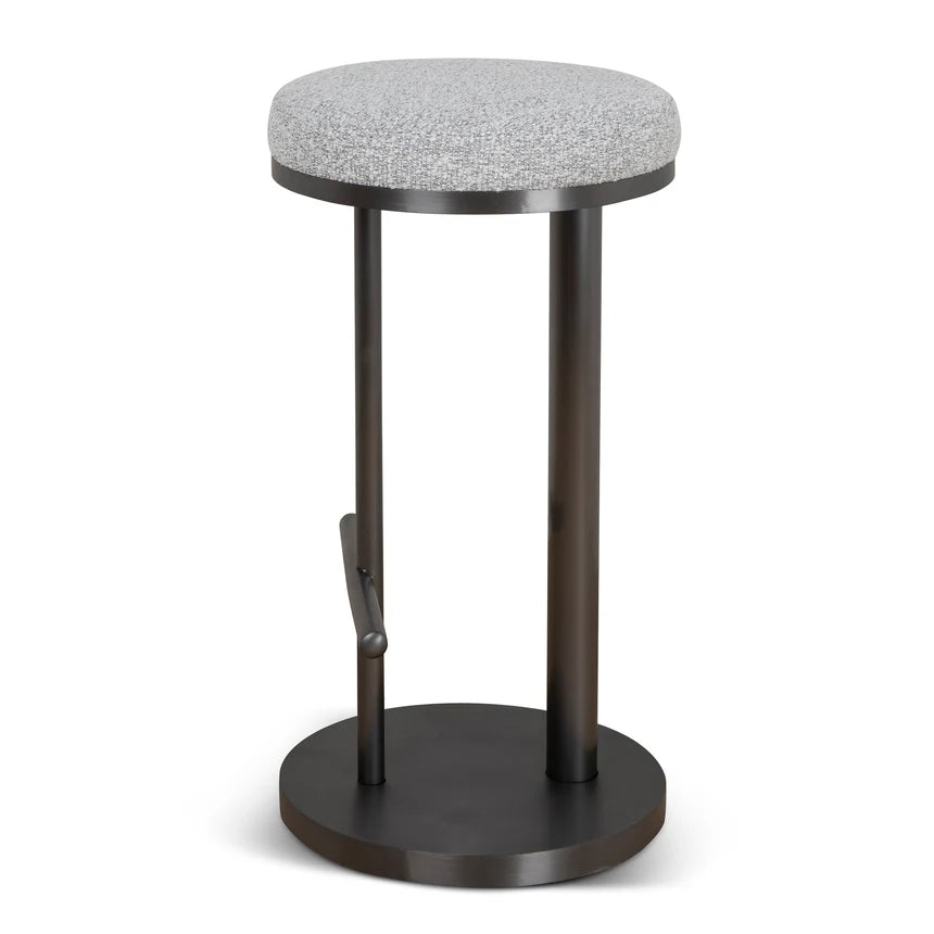 Timeless Black Bar Stool - Silver Grey Boucle