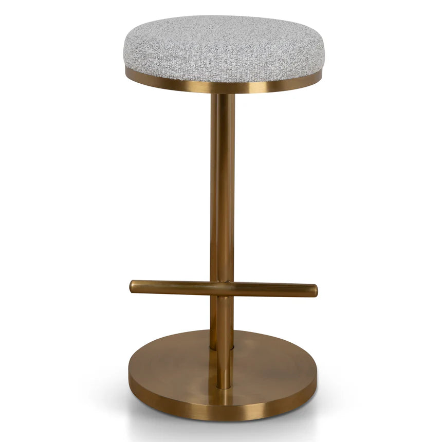 Timeless Brushed Gold Bar Stool - Silver Grey Boucle