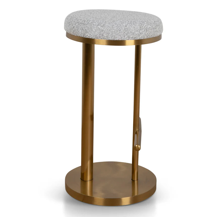 Timeless Brushed Gold Bar Stool - Silver Grey Boucle