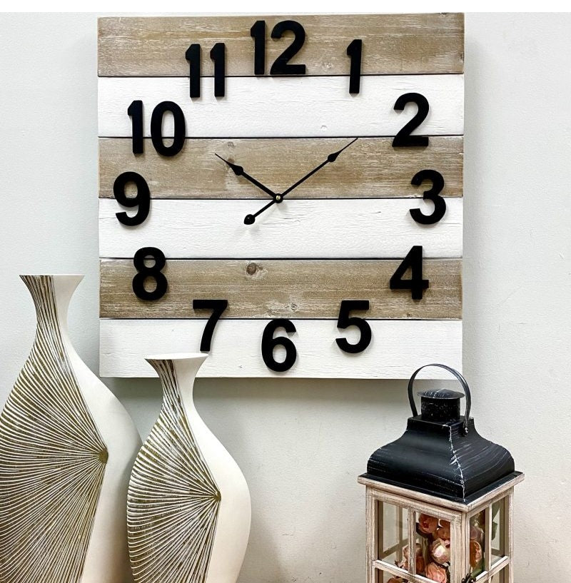 Timeless Classical Wooden Square Wall Clock 60cms