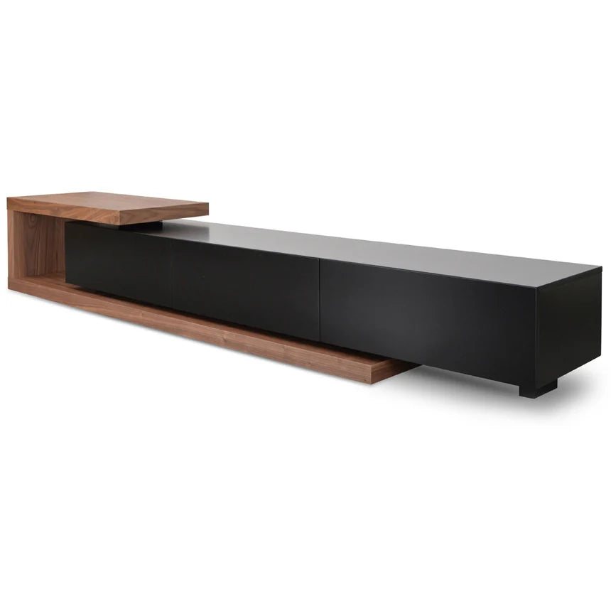 Timeless Extendable TV Unit - Walnut - Black Matt