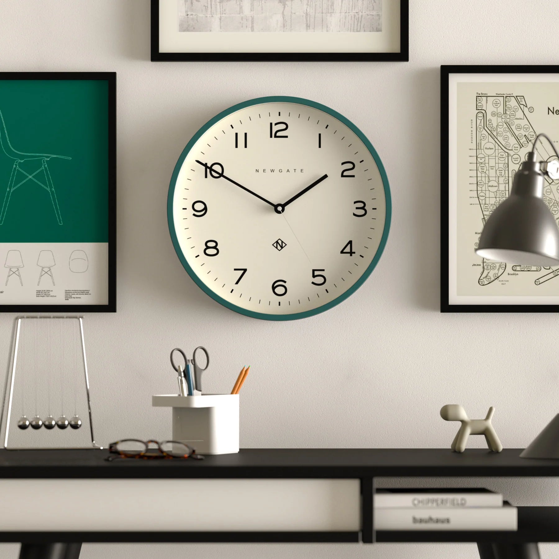 Timeless Newgate Number Three Echo Wall Clock - Green