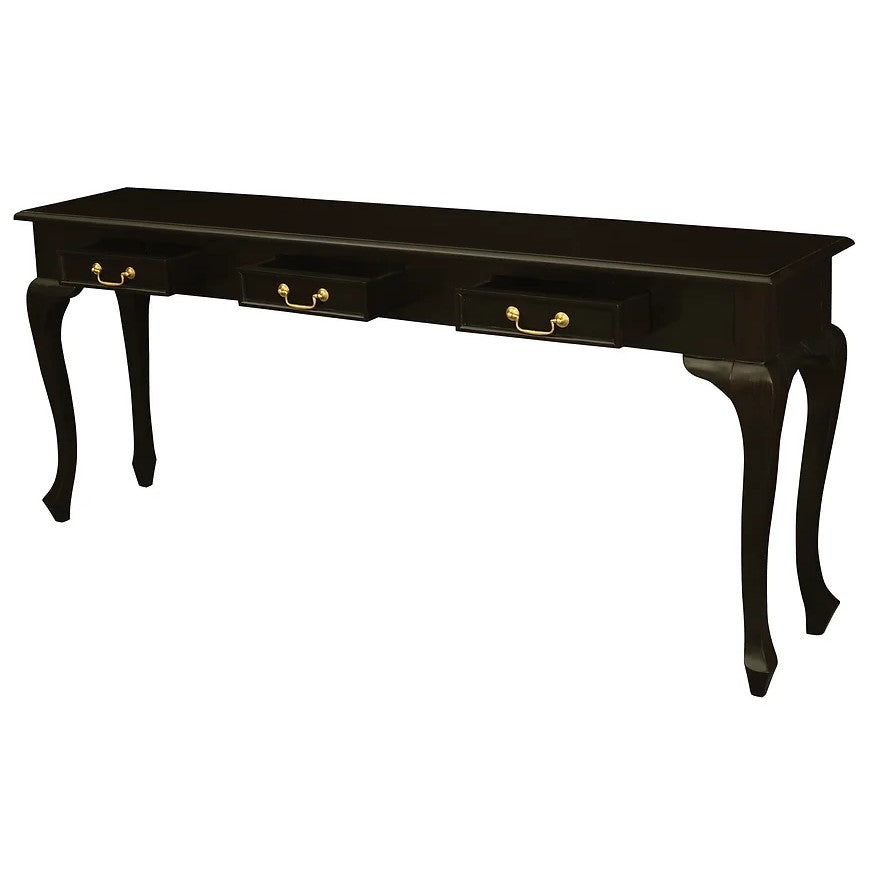 Timeless Queen Ann 3 Drawer Sofa Table - Dark Brown
