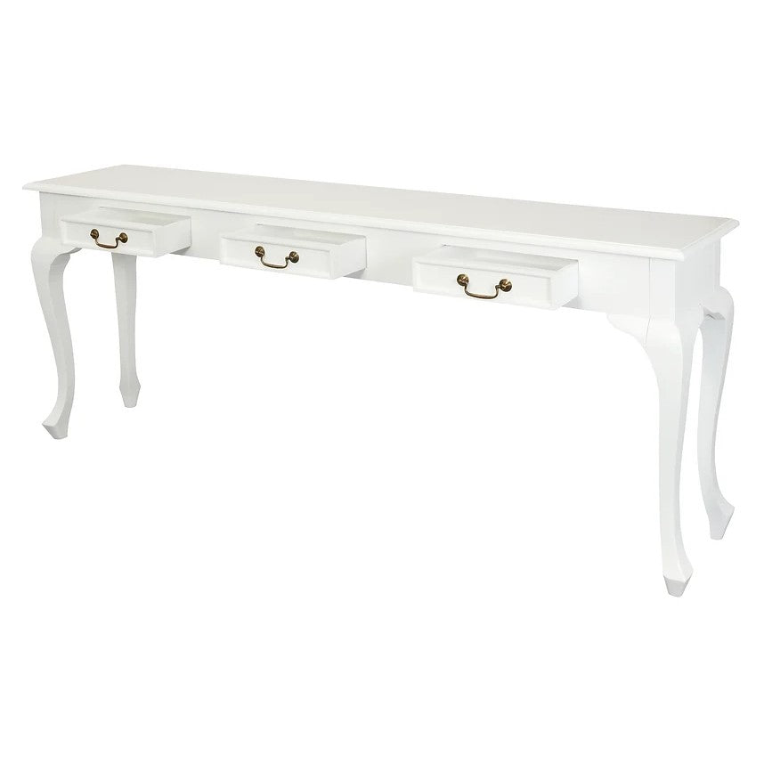 Timeless Queen Ann 3 Drawer Sofa Table - White