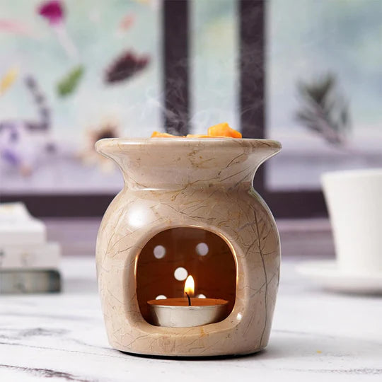 Timeless Serenity Premium Marble Oil Burner - Cream