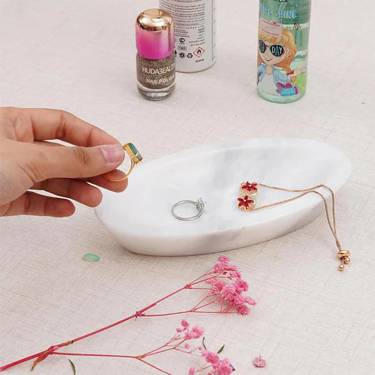 Timeless Vanity Accent Marble Jewelry Tray - White