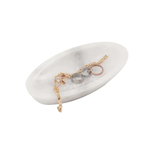 Timeless Vanity Accent Marble Jewelry Tray - White
