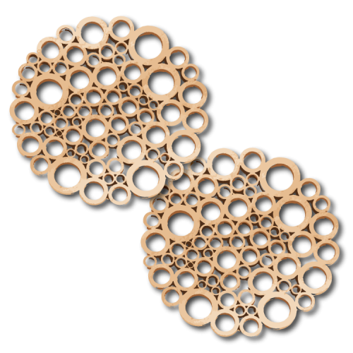 Timeless Wooden Circles Charm 2pcs Wooden Coaster - 10x10cms