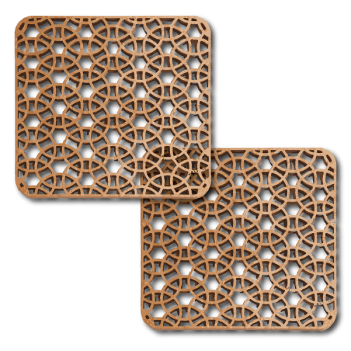 Timeless Wooden Crossed Circles 2pcs Wooden Coaster - 10x10cms