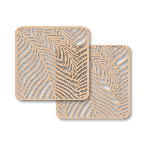 Timeless Wooden Fern 2pcs Wooden Coaster - 10x10cms