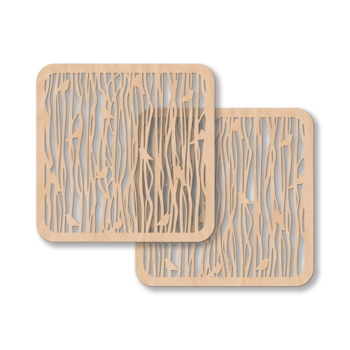 Timeless Wooden Small Birds 2pcs Wooden Coaster - 10x10cms