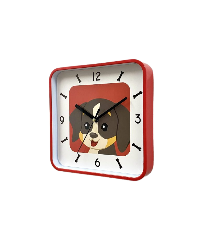 Tiny Square Doggy Wall Clock 18.5cms - Available in 2 Colors