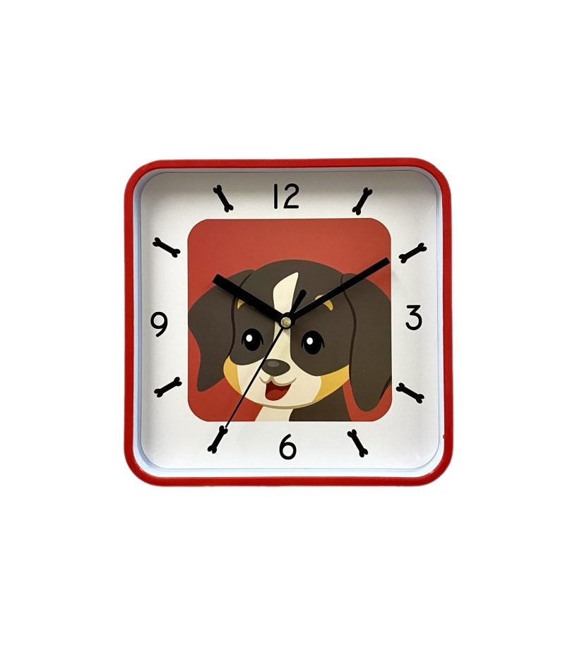 Tiny Square Doggy Wall Clock 18.5cms - Available in 2 Colors