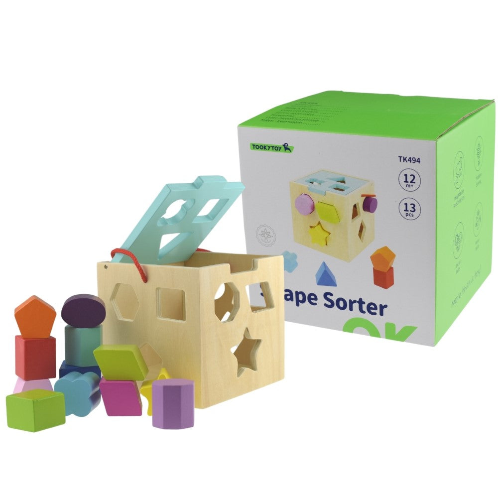 Toddlers 12 Pcs Wooden Shape Sorter Cube